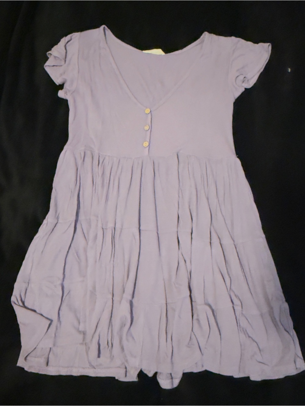 See You Monday Lavender Tiered V-Neck Button Dress